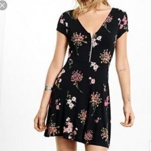 Express Floral Print Front Zip Dress